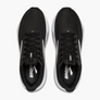 Black running shoes with white soles on a white background