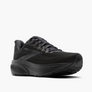 Black running shoe on a white background