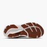 Close-up of a shoe sole with brown tread pattern on a white background