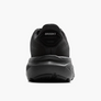 Back view of a black running shoe with the brook logo against a white background