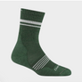Green sock with light grey stripes against a white background.