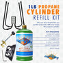 Flame King 1 lb Refillable Propane Cylinder Kit with Adapter & Stand