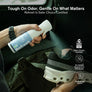 Image of a person spraying Jason Markk odor neutralizer into their shoe.