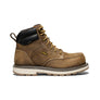 Brown work boot with Keen logo on a white background