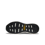 Black sole of a safety shoe with a brand logo on a white background