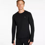 Person wearing a long sleeve black shirt that says LL Bean on the front left chest pocket side.