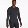 Person wearing a long sleeve shirt that says LL Bean in light grey on the front left chest pocket area.