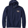 Navy blue sweatshirt with a hood with an LL Bean logo embroidered on the front chest area against a white background.