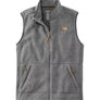 Light grey fleece vest with yellow accents and an LL Bean logo patch on the front against a white background.