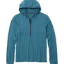 Blue hoodie with a brand logo on a white background
