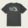 Grey short sleeve t-shirt with a baas jumping out of water and the Marsh Wear logo