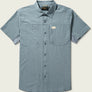 Grey button up short sleeve button up shirt on a blank background