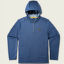 Blue 1/4 zip hoodie that has a Marsh Wear logo patch on the front right pocket side.