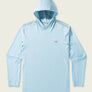 Light Blue long sleeve with a hood on a beige background