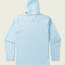 Light blue long sleeve with a hood on a beige background
