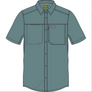 Gray short-sleeve shirt with two front pockets on a white background