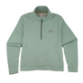 Green 1/4 zip pull over sweatshirt against a white background
