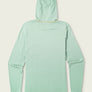 Frosty green long sleeve with a hood against a blank background