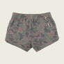 Back view of camouflage shorts with a pocket against a white background
