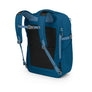 Blue backpack with black accents on a white background