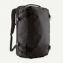 Black backpack bag against a white background.