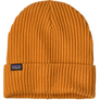 Orange knit hat that is folded up and there is a Patagonia tag on the top of the fold.