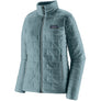 Blue jacket with a Patagonia tag on the front against a white background.