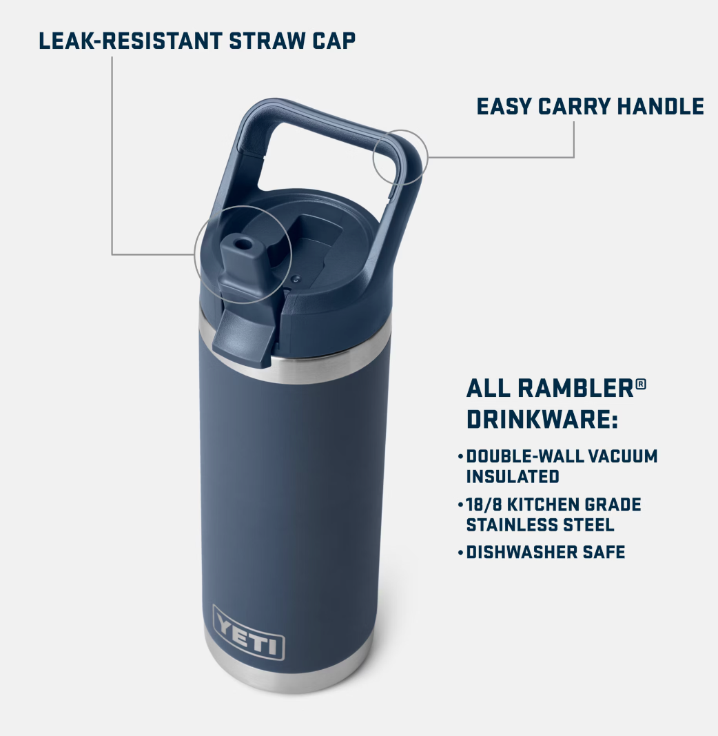 【限定色】YETI 18oz bottle with Straw Cap Yeti Rambler 18oz Bottle With Straw Cap – Wind Rose North