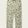 Pale camo sweat pants that has an olive green draw string.