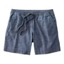 Blue shorts with drawstring on a white background