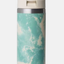Cream and Sea foam marble water bottle with a cream straw lid against a white background