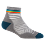 Gray sock with colorful stripe and brand logo on a white background