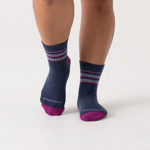Wide Open Women's Multi Striped Micro Crew Wide Width Socks (9502)