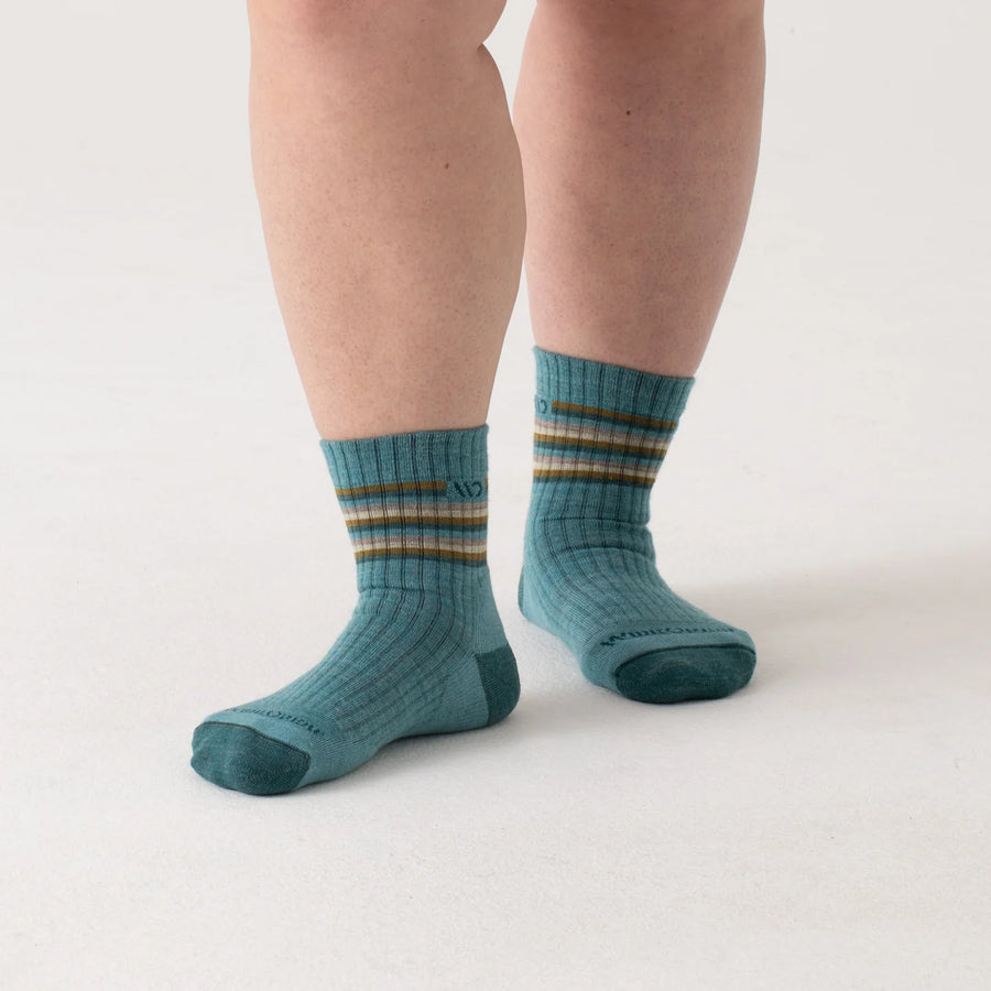 Wide Open Women's Multi Striped Micro Crew Wide Width Socks (9502)