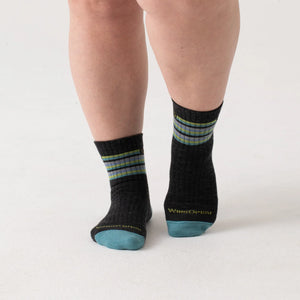 Wide Open Women's Multi Striped Micro Crew Wide Width Socks (9502)