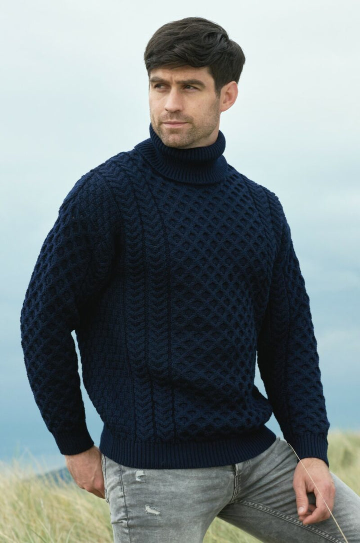 Aran Crafts Merino Roll Neck Sweater (R1949)