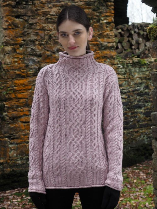 Aran Crafts Women's Super Soft Funnel Neck Sweater (CR4690)