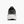 Back view of a black, grey and white shoe against a white backgorund