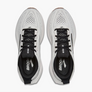 White running shoes with black laces and Brooks logo on a white background