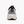 Back view of a gray and black athletic shoe on a white background