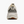 Back view of a gray and white athletic shoe on a white background