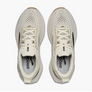 Pair of white running shoes with visible 'Brooks' branding on a white background