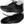 Black running shoes against a white background