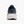 Navy running shoe with white sole on a light gray background
