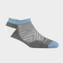 Light blue, white and grey socks against a white background.
