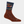 Maroon and navy sock with light maroon polka dots with a fox on the upper leg of the sock against a white backgorund.