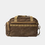 Back side of a large canvas bag that has slot in the back to put things.