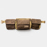 Brown wait bag that has 3 large pockets.