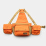Orange strap vest with large pockets against a white background.