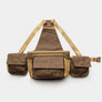 Brown and tan strap vest with large pockets.